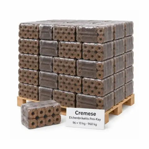 Eichen-Holzbriketts Pini-Kay – volle Palette 960 kg (96 × 10 kg)